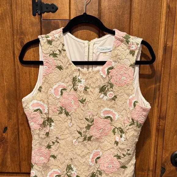 Calvin Klein Pink Floral Lace Mini Dress - Picture 3 of 11